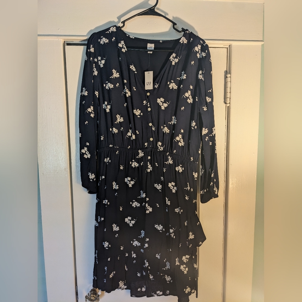 Navy blue floral dress
